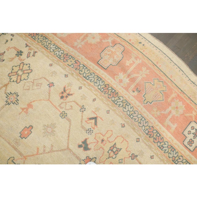 Ivory Peach Square Antique Oushak Large Square Rug no. 10968 For Sale - Image 11 of 14