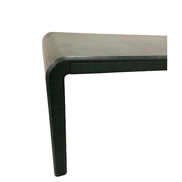 Mid-Century Modern Karl Springer Signed Leather Wrapped Waterfall Desk For Sale - Image 3 of 12