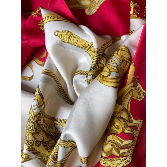 Late 20th Century HERMÈS CAVALIERS d'OR 1991 Silk Scarf designed by Rybalchenko Vladimir For Sale - Image 5 of 10
