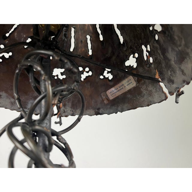 Black Vintage Brutalist Enameled Copper and Metal Table Lamp, 1960s For Sale - Image 8 of 9