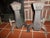 This is a Wonderful Pair of Antique Arts and Crafts Mission Andirons in Wrought Iron with a Hand Hammered Finish and a...