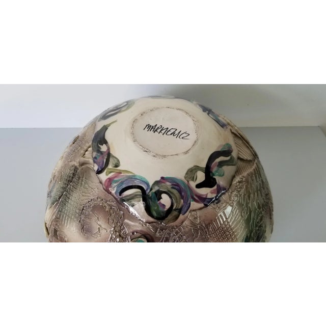 1980s Gail Markiewicz Brutalist Texture Art Patchwork Decorative Vase For Sale - Image 9 of 13