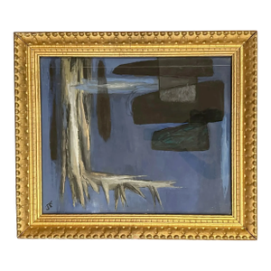 Vintage Abstract Oil Painting Framed Signed "Je" Untitled