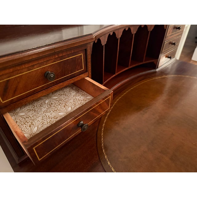 Early 20th Century Flint & Horner Mahogany Inlaid Writing Desk For Sale - Image 15 of 17
