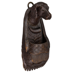 Black Forest Hand-Carved Wooden Wall Mounted Salt Box, 1890s