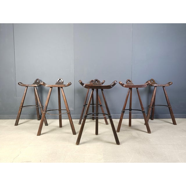 Mid-Century Modern Brutalist Bar Stools, 1960s, Set of 6 For Sale - Image 10 of 11