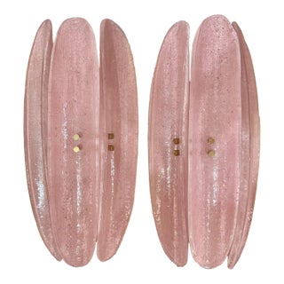 Pair of Murano Pink Glass Bespoke Sconces For Sale