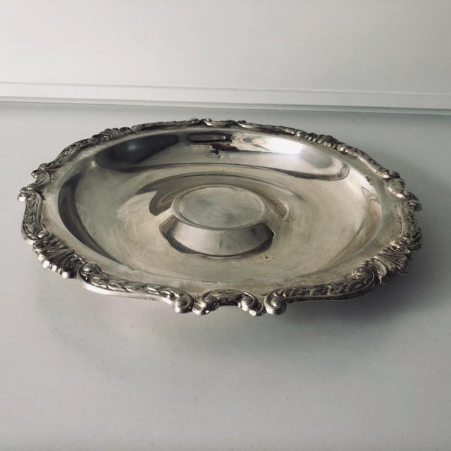 Shabby Chic Vintage Sheridan Silver Plate Chip/ Cocktail Serving Bowl For Sale - Image 3 of 6