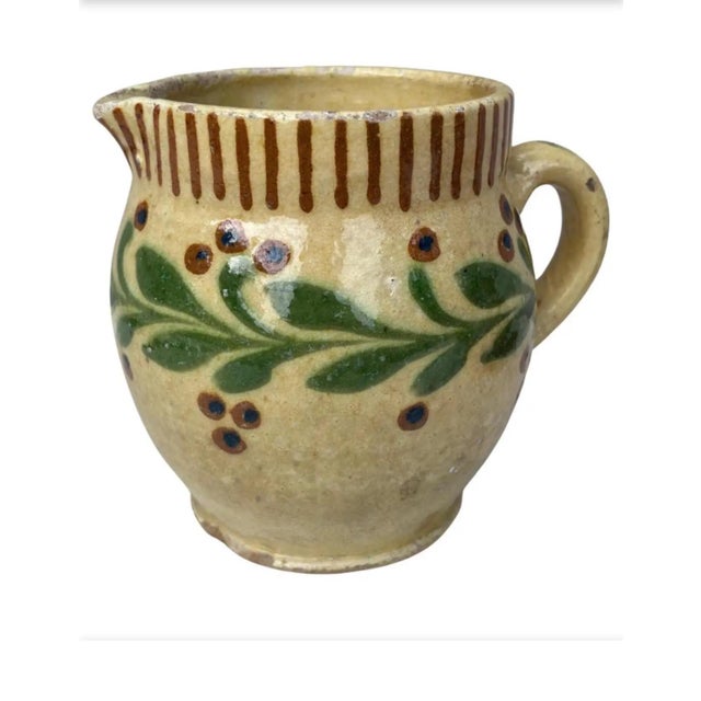 French Pottery Pitcher Savoie With Leaves , Circa 1890.