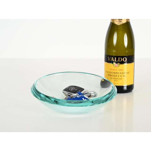 Spectacular bowl or vanity tray in a marvelous light turquoise beveled crystal, designed by Max Ingrand and produced by...