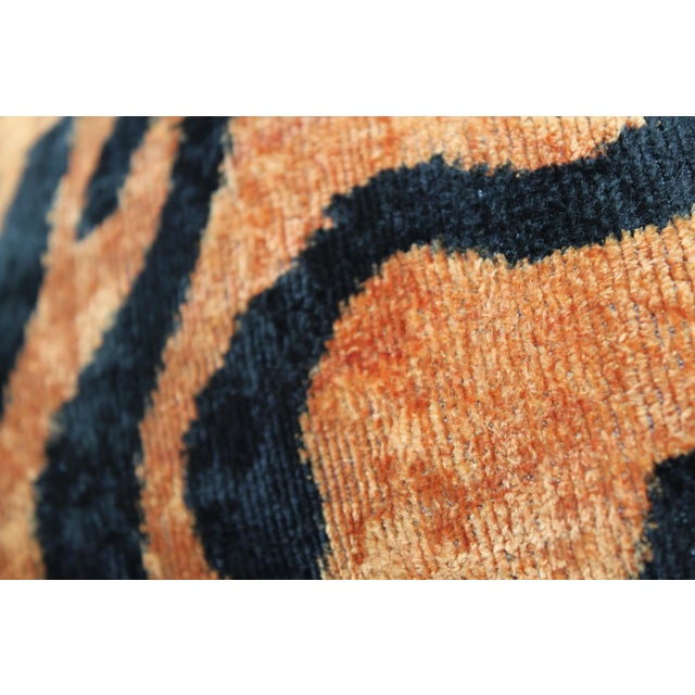 Contemporary Tiger Print Silk Velvet Handmade Pillow For Sale - Image 4 of 10