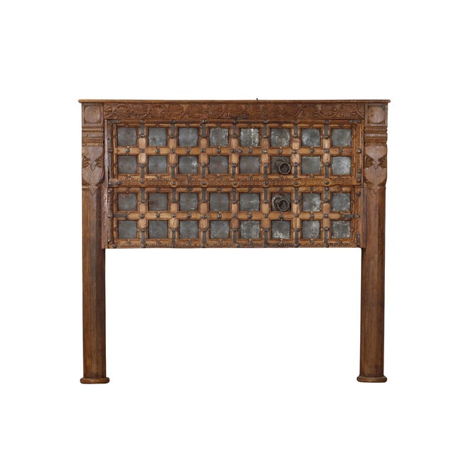 2020s Queen Headboard Made From an Antique Indian Teakwood and Iron Door and Pillars For Sale - Image 5 of 5