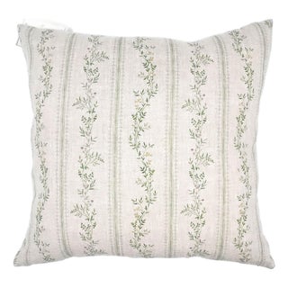 Handmade Linen 20x20 Decorative Throw Pillow With 100% Feather Insert in Floral Motif For Sale