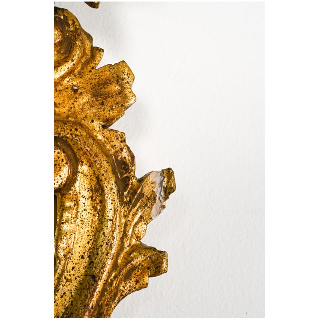 Gold Vintage Carved Rococò Style Gilt Wall Mirror—A Pair For Sale - Image 8 of 18