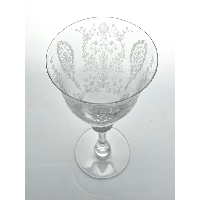 1940s American Tiffin Franciscan “Love Lace” Pair of Water Glasses For Sale In Dallas - Image 6 of 6