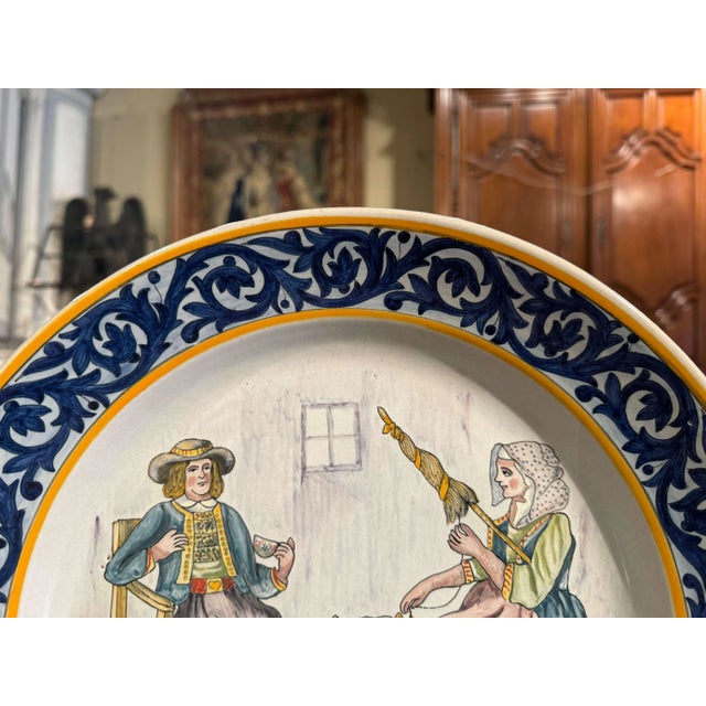 Early 20th Century Early 20th Century French Hand Painted Faience Hb Quimper Platter For Sale - Image 5 of 8