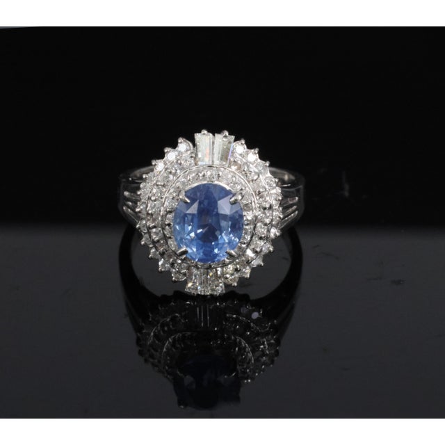 Late 20th Century Rare 2.09ct Gia Ceylon No Heat Sapphire & 0.69ct Diamond Platinum Ring Size 5.25 For Sale - Image 11 of 17