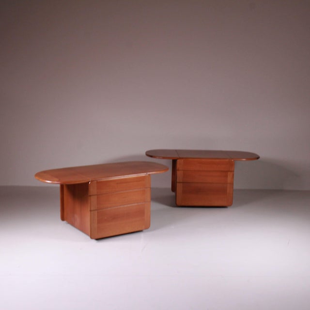 Wood Bedside Tables by Afra & Tobia Scarpa for Molteni, Set of 2 For Sale - Image 7 of 9
