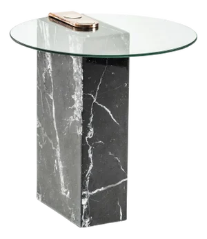 Glass and Brass and Marble Patch Side Table by Egg Designs