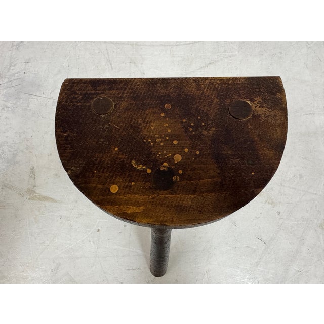 Brown French D-Shaped Milking Stool, 1950s For Sale - Image 8 of 10