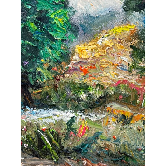 Vintage 1960's Oil Painting French Garden - Unknown Artist For Sale - Image 4 of 8