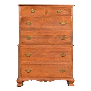 Chippendale Solid Maple Highboy Dresser by Kling, Circa 1960s For Sale