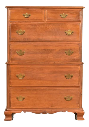 Chippendale Solid Maple Highboy Dresser by Kling, Circa 1960s