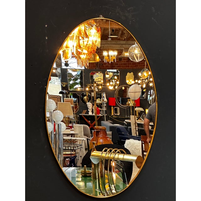 Vintage Italian Oval Brass Mirror 1960s For Sale - Image 4 of 6