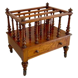 Antique Victorian Figured Walnut Magazine Stand