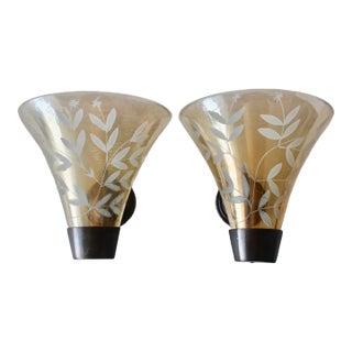 Late 20th Century Mauri Almari Style Champagne Glass Bronze Finish Tea Candle Wall Sconces-a Pair For Sale
