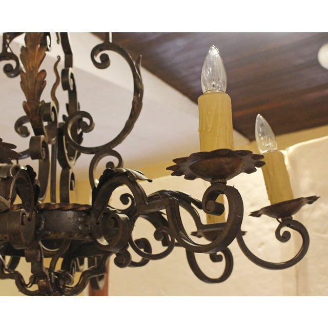 Metal Late 19th Century French Iron 8-Light Chandelier For Sale - Image 7 of 11