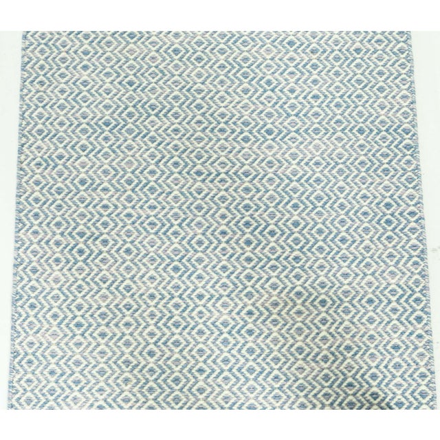 Early 21st Century Modern Beige Blue Flat Weave Wool Runner by Doris Leslie Blau For Sale - Image 5 of 6