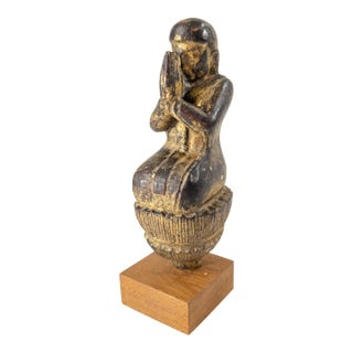 Early 20th Century South East Asian Giltwood Carving of Monk in Prayer For Sale