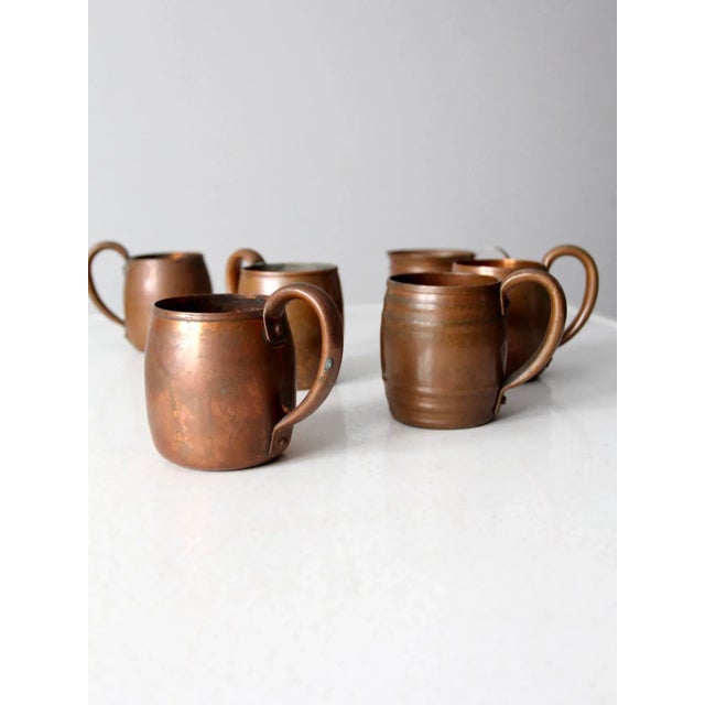 Metal Vintage Copper Mugs - Set of 6 For Sale - Image 7 of 11