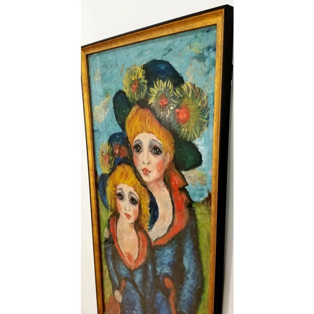 Blue 1960s Mid Century Original Oil Painting on Canvas For Sale - Image 8 of 12