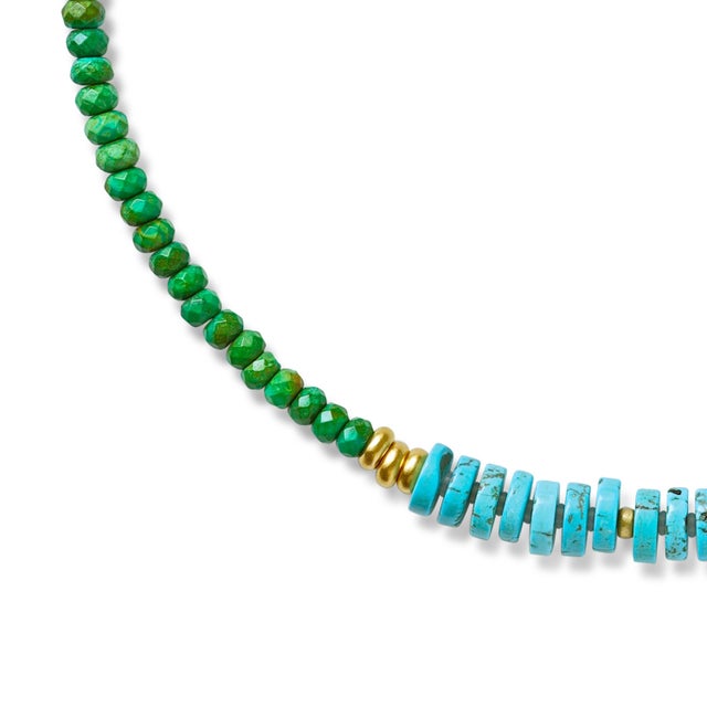 2020s Turquoise Lapis Color Block Necklace For Sale - Image 5 of 7