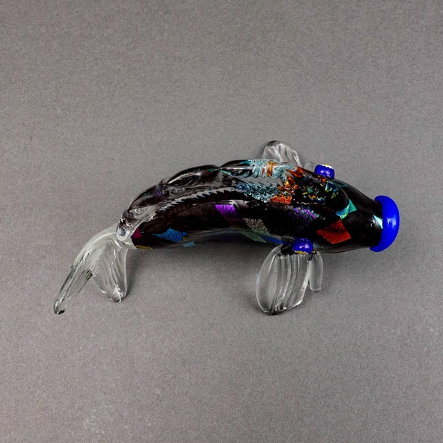Glass Bruce Fruend Signed Iridescent Dichroic Hand Blown Art Glass Fish Sculpture For Sale - Image 7 of 9