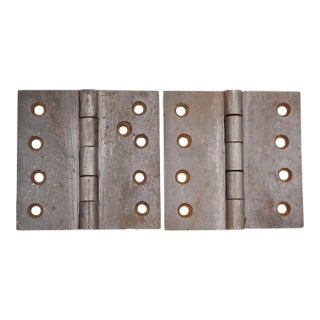 Pair of Antique 1850s 3.5 X 3.5 In. T. Clark's Cast Iron Door Hinges For Sale