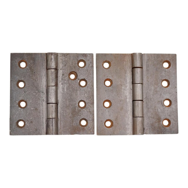 Pair of Antique 1850s 3.5 X 3.5 In. T. Clark's Cast Iron Door Hinges For Sale