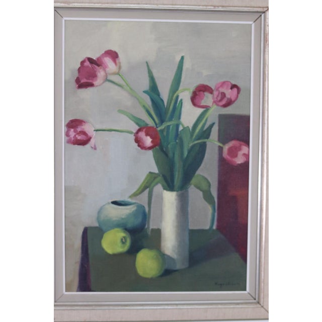 Original Swedish Oil on Canvas – “Fruit and Flowers” by Hugo Olsson – Signed & Framed 80 × 60 cm (31.5" × 23.6") A vibrant...