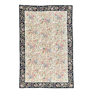 Beautiful Old Asmara Botanical Pure Wool Hand Stitched Krewel Work Wall Hanging, Tapestry, Throw, Rug or Blanket For Sale