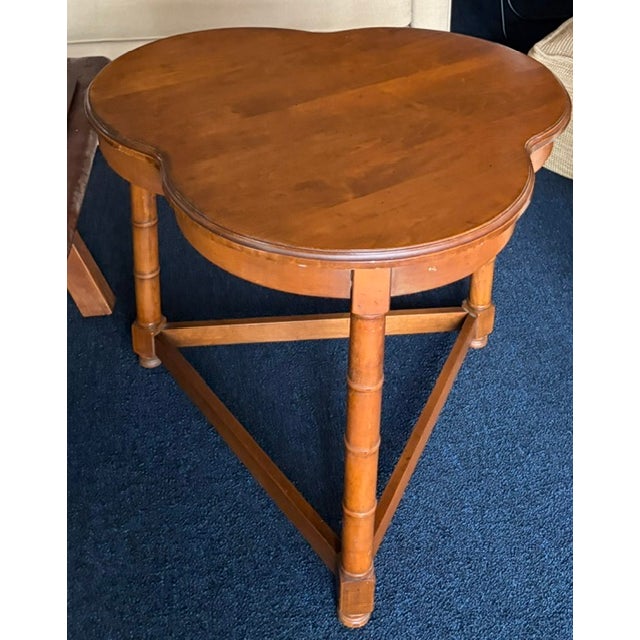 Mid Century Trefoil, Clover Leaf Side Table With Faux Bamboo Carved Legs For Sale In New York - Image 6 of 8