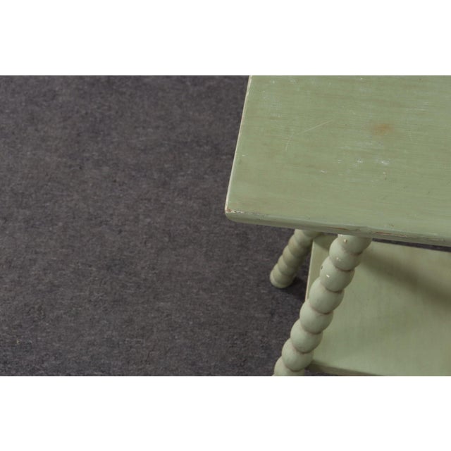 Vintage Folk Art Two Tier Mint Green Bobbin Side Table For Sale - Image 14 of 18