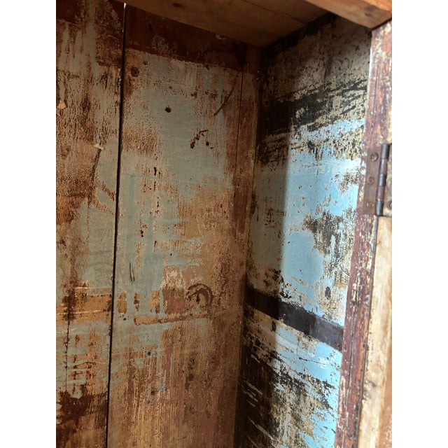 Brown 19th Century Primitive French Pine Hanging Cabinet, Original Painted Interior For Sale - Image 8 of 16