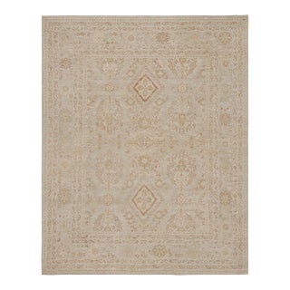 Rug & Kilim’s Oushak Style Rug in Beige-Brown With Floral Patterns For Sale