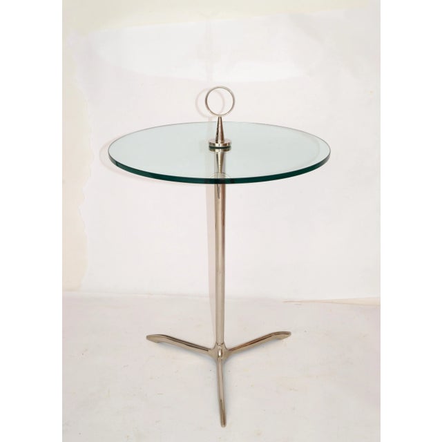 Cesare Lacca Style Stainless Steel & Round Glass Tripod Side Table Italy 1950 For Sale - Image 13 of 13