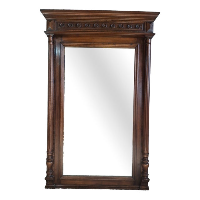 Large 19th Century Louis XVI Carved Wooden Trumeau Mirror For Sale