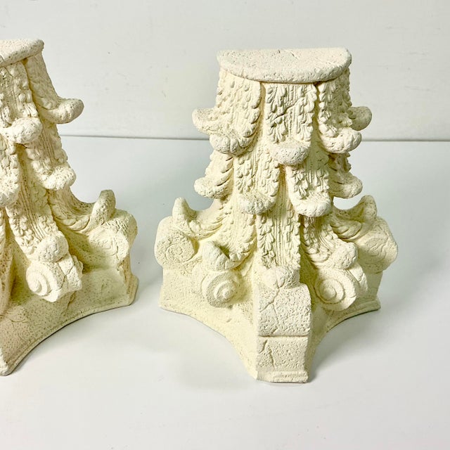 1988 Vintage Italian Corinthian Roman Empire Architectural Plaster Bookends - A Pair. For Sale - Image 4 of 16