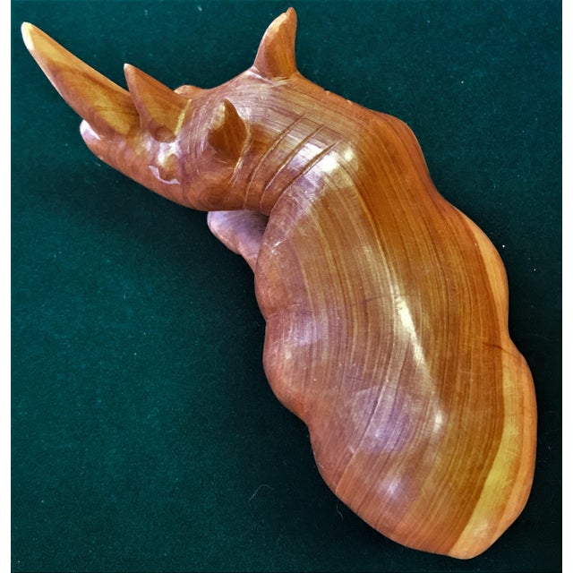 Hand Carved Solid Teak Rhinoceros Sculpture Circa 1950's Chairish