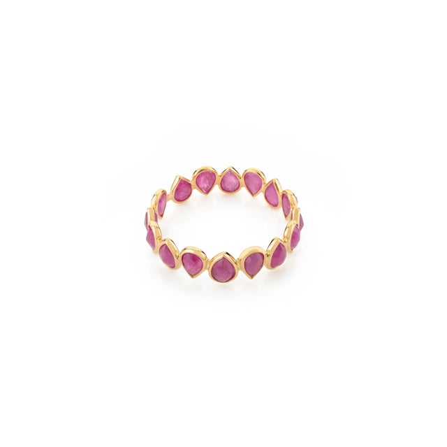 Metal Natural Ruby Eternity Band Ring Size 6.5 in 18k Yellow Gold For Sale - Image 7 of 11